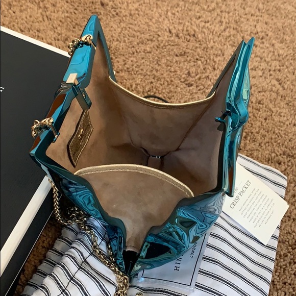 Crisp Turquoise Metal Crossbody Pouch - Picture 7 of 8